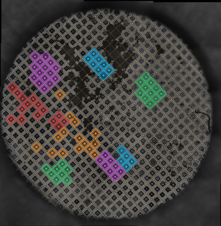 Atlas with several target grid squares highlighted for melt and freeze